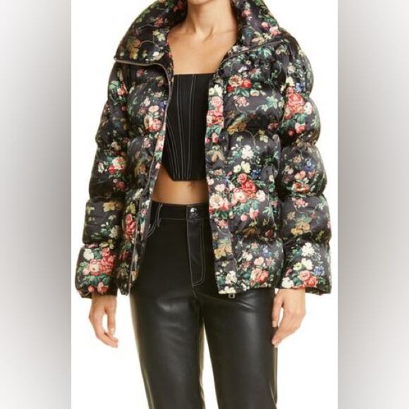 RARE NEW NWT STAUD Ace Floral Puffer Jacket Size Small - Picture 2 of 11